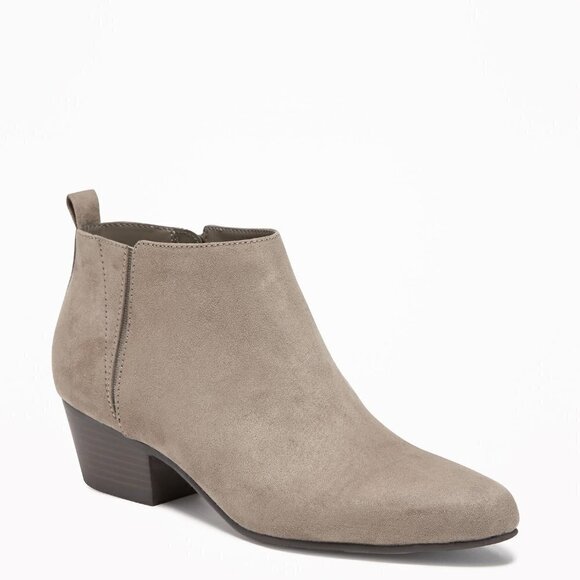 Ankle Boot Size 8 Faux Suede beige side zip - Picture 1 of 5